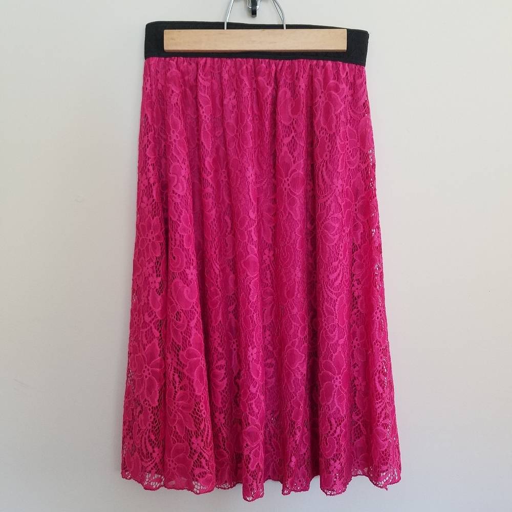 LuLaRoe Hot Pink lace Lola skirt XS